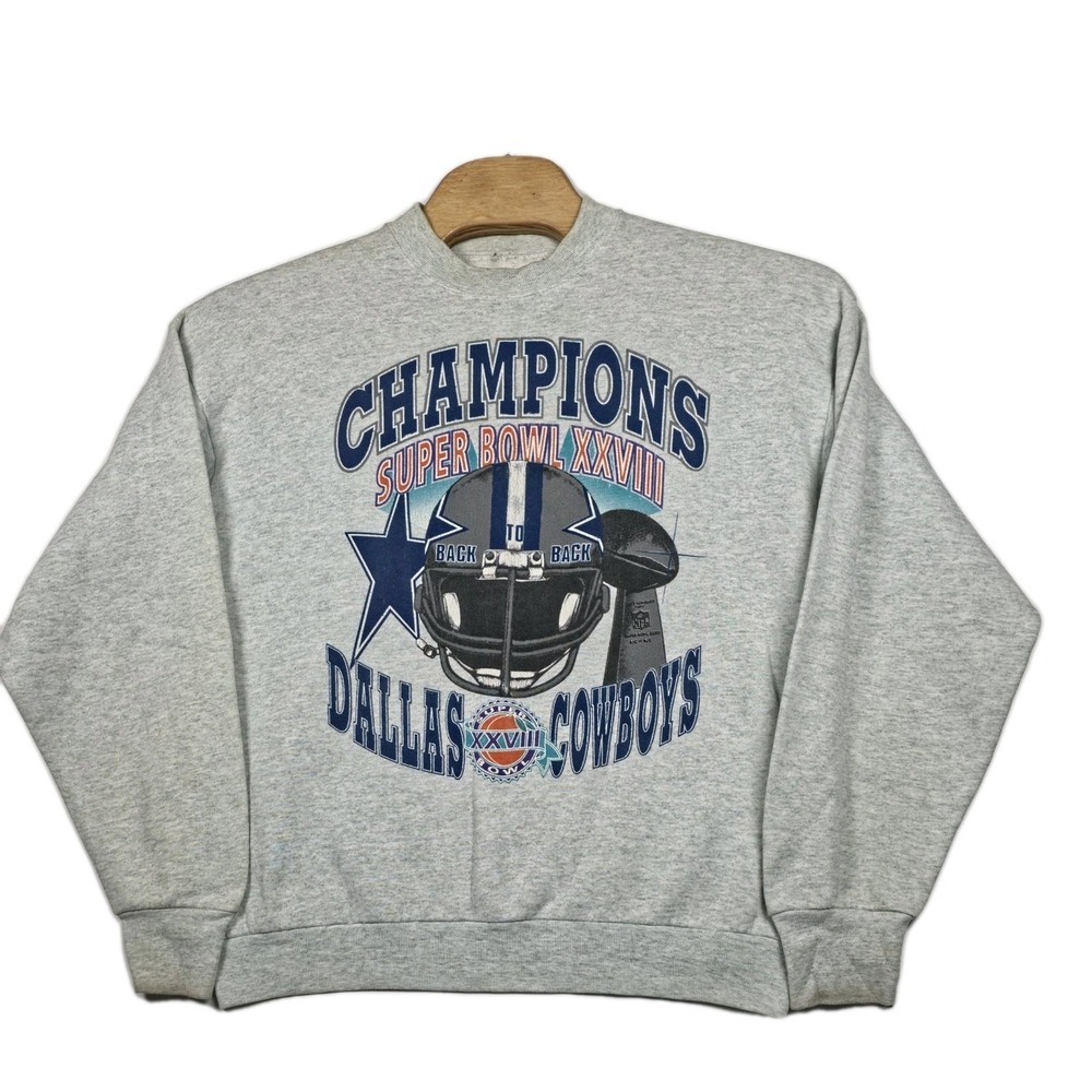Vintage Dallas Cowboys Super Bowl XXVIII Sweatshirt Men L Back To Back Champions